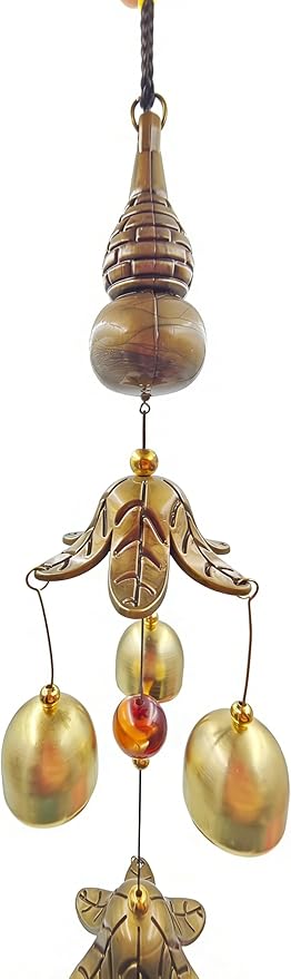 Metal Gourd Lucky Wind Bell for Good Luck Wealth and Safe， Window/Door/Home Pendant Wind Chime Chinese Feng Shui Bell(Meaning Good Fortune and Good Fortune)