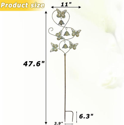 Butterflies Garden Stakes with Bells - Decorative Outdoor Yard Art, Decorative Garden Stakes for Outside Garden, Patio, Flower Bed, Pathway.
