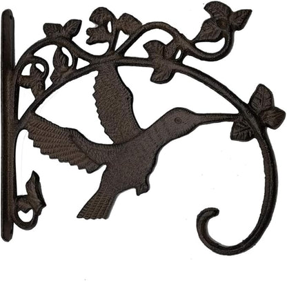 Comfy Hour 11" Black Antique Vintage Cast Iron Hummingbird Plant Hanger, Rustic Figurine Style Home Decor, Metal Wall Mount Bracket for Garden