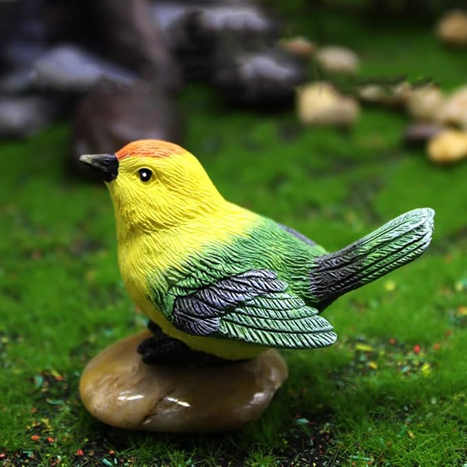 MAOMIA Miniature Bird Decorative Figurines 3 Pcs Mini Bird Figures Animal Model Toys Fairy Garden Decoration Plant Flower Pots Ornaments