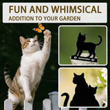6 Pcs Black Cats Fence Decor, Outdoor Garden Metal Kitty Silhouette Decoration, Metal Art Ornament for Yard, Double-Side Design