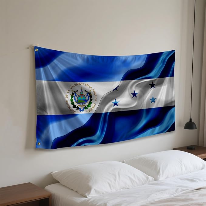 El Salvador And Hondurans Honduras Flag 3x5 Ft Double-Sided Printed Indoor/Outdoor Flag Polyester Fabric Decorative Banner With 2 Brass Grommets 3x5 Foot National Flags For Outside