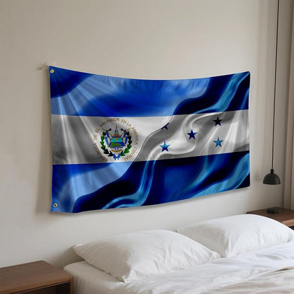El Salvador And Hondurans Honduras Flag 3x5 Ft Double-Sided Printed Indoor/Outdoor Flag Polyester Fabric Decorative Banner With 2 Brass Grommets 3x5 Foot National Flags For Outside