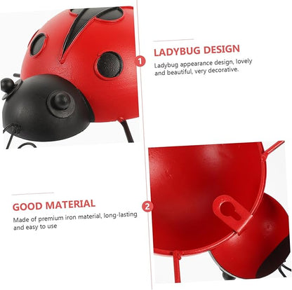 Kisangel 3pcs Fall Decorations Outdoor Ladybug Decorations Iron Ladybug Garden Ornaments Solar Garden Decor
