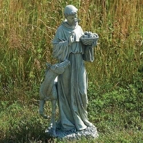 Joseph's Studio by Roman 25.5-Inch St. Francis with Horse Statue – Patron Saint of Animals, Religious Outdoor Garden Decor, Catholic Yard Figurine