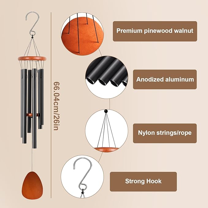 Wind Chimes for Outside,Soothing Melodic Tones Windchimes for Outdoor, Garden, Patio Decoration, Memorial Wind Chime for Mother’s Day Mom Women Grandma Neighbors Unisex