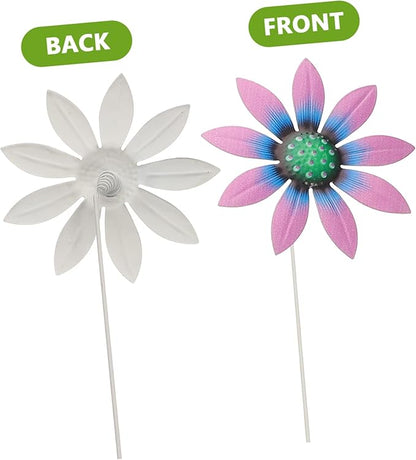 ULTECHNOVO 4pcs Metal Flower Garden Stakes Flower Decor for Lawn and Pathway Garden Insert Decor for Outdoor Patio Courtyard and Walkway