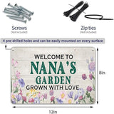 YOYI ART Welcome to Nana's Garden Sign for Outside, Vintage Metal Garden Decor Wall Art, Patio Sign for Outdoor, Yard, Gifts for Women Mom, 12 x 8 inch