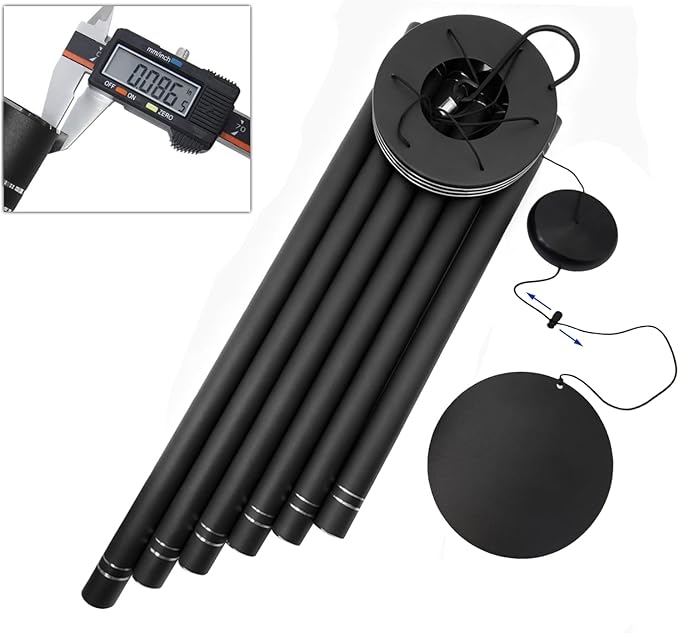 Extra Large Wind Chimes for Outside Deep Tone - Engraved Lines of Aluminum Tubes, Total 50 in Black Deep Tone Wind Chimes, Memorial Sympathy Gifts, Soothing Wind Chime Outdoor Garden Decor