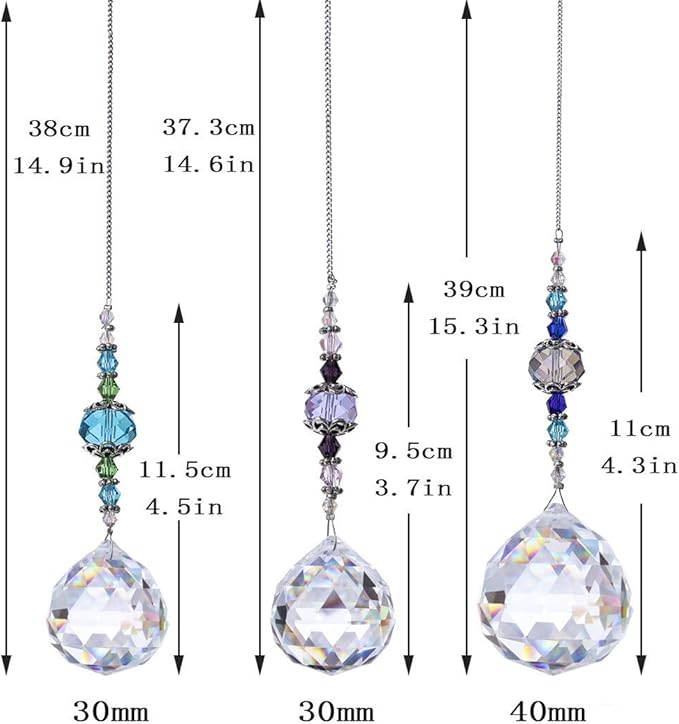H&D HYALINE & DORA Clear Crystal Prism Ball Rainbow Maker Window Prisms Suncatcher,Pack of 3