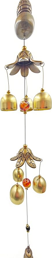 Metal Gourd Double Layer Lucky Wind Bell for Good Luck Wealth and Safe， Window/Door/Home Pendant Wind Chime Chinese Feng Shui Bell(Meaning Good Fortune and Good Fortune)