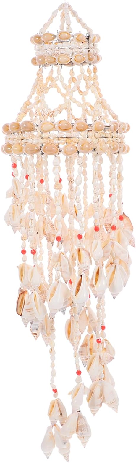 BESPORTBLE Hanging Shell Wind Chime Handmade Nautical Wind Chimes Creative Seashell Pendant Decoration Outside Patio Yard Garden Hanging Ornament Home Decor Beach Decor (23.5 Inch)