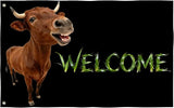 Cattle Welcome Flag 2X3FT, Farm House Flags, Cow Meme Banner,Both Sides Printed, Men Women Banner,Vibrant Colors, Double Stitched with 2 Brass Grommets, Bar Garden Street Decoration, GYM, Office Decor,Indoor Outdoor Use,Gifts. (Cattle, 2x3ft)