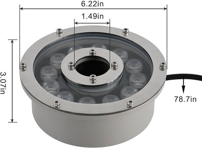 Fountain Light 12W 12V DC Warm White Waterproof Grade IP68 LED Spot Light Landscape Lighting Suitable for Fountains, Waterfalls,Pond and Grass Land（Not Include 12V Transformer）
