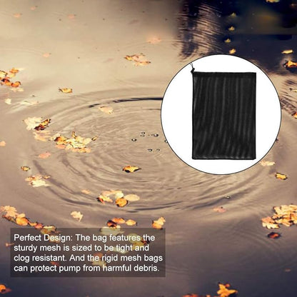 EQINI 2 Pack Pump Barrier Bag, 12.2"*15.9" with Drawstring Pond Mesh Pump Filter Bag for Pond biofilters Aquarium Filtration and Outdoor Swimming Pool Black Media Bags