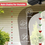 dreamysoul Rain Chains for Outside, 10 FT Decorative Rain Catcher Chains with 16 Cups, Adjustable Rain Chain for Gutters, Downspout, Eaves, Drainage