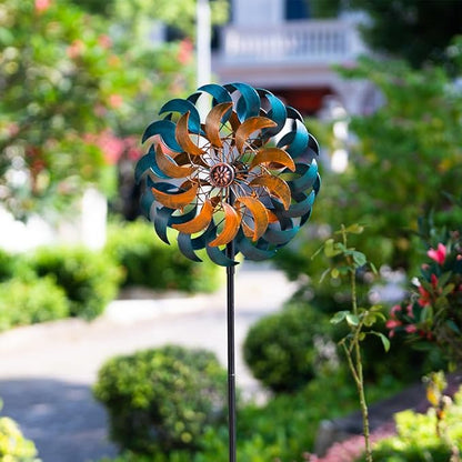Stargarden Garden Wind Spinners, 13” W Kinetic Wind Sculptures & Spinners, 4 Layers Windmills Lawn Ornament Décor