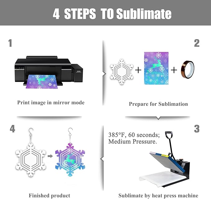12Pack 4inch Sublimation Wind Spinner Blanks 3D Aluminum Metal Wind Sculpture Kinetic Spinners for Yard and Garden Indoor Art Sublimation Christmas Ornament Hanging Decoration (Snowflake)