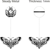 CREATCABIN Death Head Moth Metal Wall Decor Black Skull Metal Wall Art Hanging Ornament Iron Moth Wall Decoration Sculpture Butterfly Gothic Wall Decor for Modern Farmhouse Rustic Home 12 x 6.7Inch