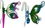 Metal Butterfly Flower Pot Huggers Gorgeous Butterfly Dragonfly Planter Hanging Figurines with Artificial Gemstones in the Wings 6 Inch Iron Insect Garden Art Sculptures Hanger Ornaments (2PCS)