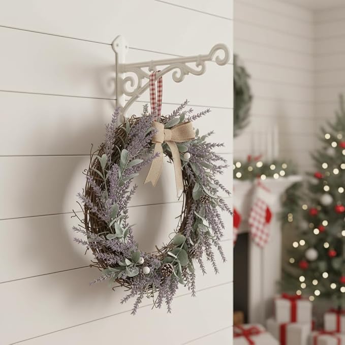 Comfy Hour 11" Heavy Duty White Cast Iron Wall Mount Bracket, Decorative Plant Hanger for Outdoor Garden & Indoor Home, Vintage Metal Hook for Bird Feeders, Wind Chimes & Lanterns, 1 pc
