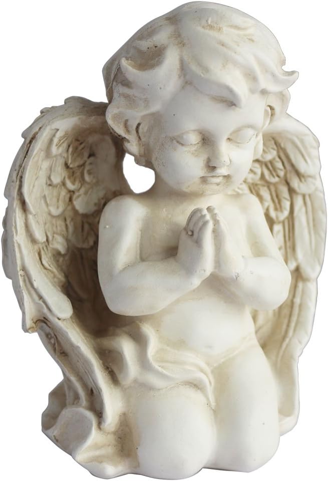 KiaoTime Vintage Kneeling Praying Cherub Statue Angel Statue Figurine Indoor Outdoor Home Garden Decoration Wings Angel Statue Sculpture Memorial Statue