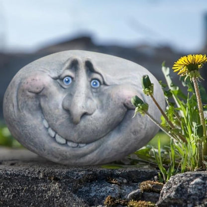 Naisicore Funny Face Stone Sculpture, 12cm/4.7inch Resin Gothic Stone Art Statues, Mystical Garden Landscape Decorative Ornament for Outdoor Patio Yard Lawn Porch Decor