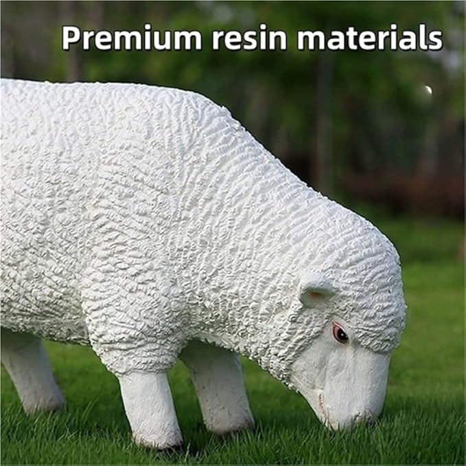 Sheep Garden Statue, Simulation Sheep Sculpture, Outdoor Resin Lamb Standing Ornament, Farm Animal Statue for Farm, Yard, Lawn(25.6x8.7x16.5in)