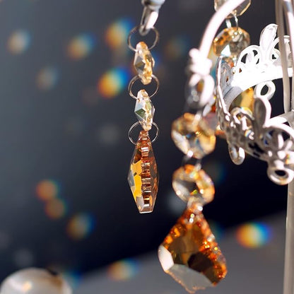 20pcs Crystal Maple Leaf Chandelier Prisms Replacement Pendant Connected Glass Octagon Beads Chain for Wedding Christmas Decoration 38mm (Champagne)