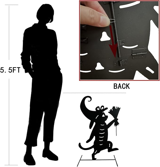Metal Halloween Black Cat Garden Stakes Decorative, 3 Pack Scary Cat Halloween Yard Stakes Black Cat Silhouette for Home Yard Indoor and Outdoor Halloween Decorations.(Big)