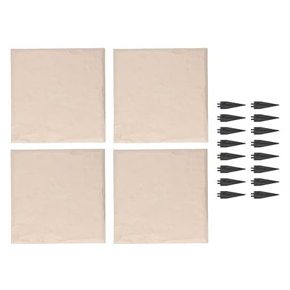 15.5 Inch Stepping Stones, Decorative Garden Walkway Pavers with Ground Stakes for Outdoor Pathway, Lawn, Yard, Made of Polypropylene (Beige)