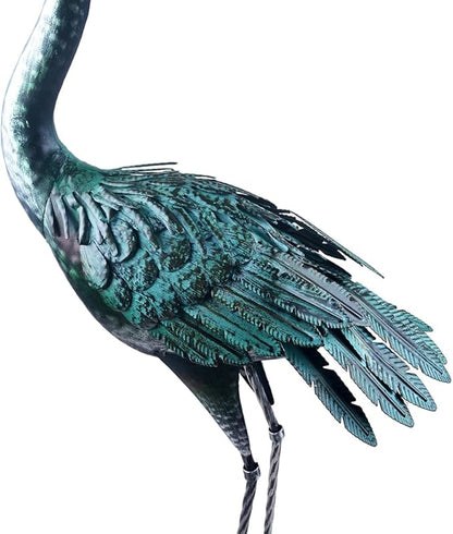 Crane Statue Metal Retro Style Crane Sculpture Garden Decoration Metal Yard Art for Patio Lawn Backyard Outdoor Decoration A Set of 2