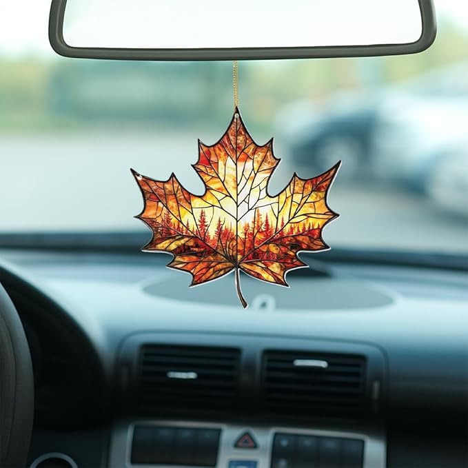 Stained Glass Acrylic Maple Leaf Ornament – Autumn & Christmas Tree Decoration 2026, Fall Harvest Sun Catcher, Nature-Themed Holiday Décor, Maple Leaf Gift for Home & Garden(Sun-14)