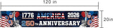 250th Anniversary USA Banner 120 x 20 Inches America 1776-2026 250 Years Birthday Banner American Flag Statue of Liberty Designs Patriotic Party Home Decorations for Outdoor Indoor Yard Garden Lawn