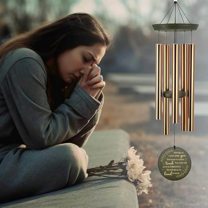 36inch Memorial Wind Chimes, Personalized Wind Chimes, Memorial Gifts, in Loving Memory for Loss of Loved Dad/Mom, Wind Chime Cardinal for Condolences/Funeral Outside (Produced in USA)