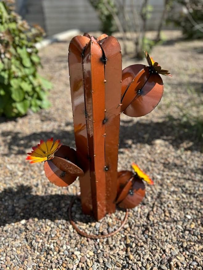 Metal Saguaro Cactus - Garden Art (Copper)