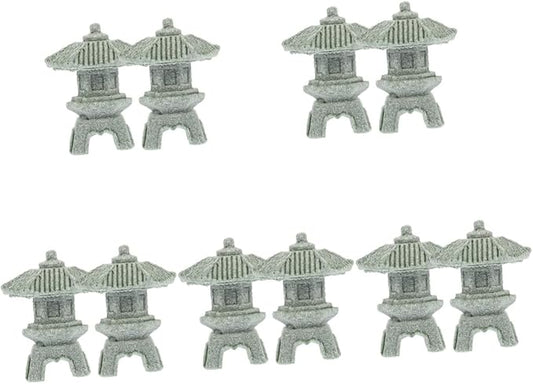 Yardwe 10pcs Stone Pagoda Statue Mini Pagoda Model Zen Sculpture Garden Ornament Home Decor