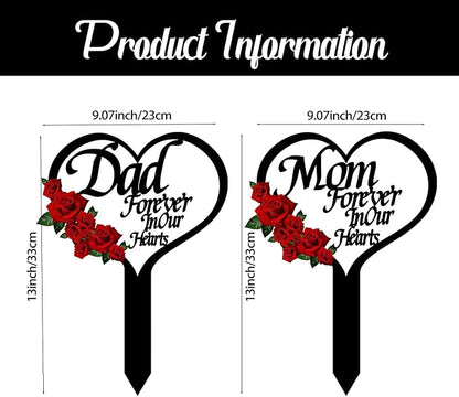 OZIO Memorial Grave Markers for Cemetery, Heart Memorial Plaque Stake Cardinals Garden Stake Memorial Metal Grave Stake Decoration for Mom Dad Cemetery Outdoors Yard Garden