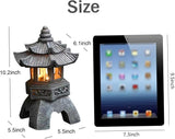Naisicore Solar Pagoda Statues, 10.2inch Resin Japanese Pagoda Sculpture with Solar Lantern, Zen Garden Waterproof Landscape Decorative Ornament for Patio Porch Yard Art Decor (Style 1)