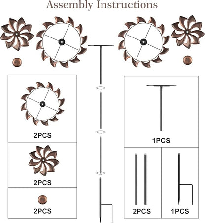 Wind Spinners Outdoor Garden Decor - W13xH63 Copper Metal Yard Art Wind Sculptures & Spinners, Vintage Kinetic Windmill for Yard Patio Lawn Decor, Retro Gardening Gifts for Women