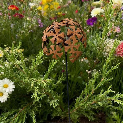 Rusty Metal Wild Flowers Garden Stakes 11.82 x 8.47 inches, Decorative Flowers Yard Stake Metal Art for Outdoor Garden Lawn Decor(Flower-E)