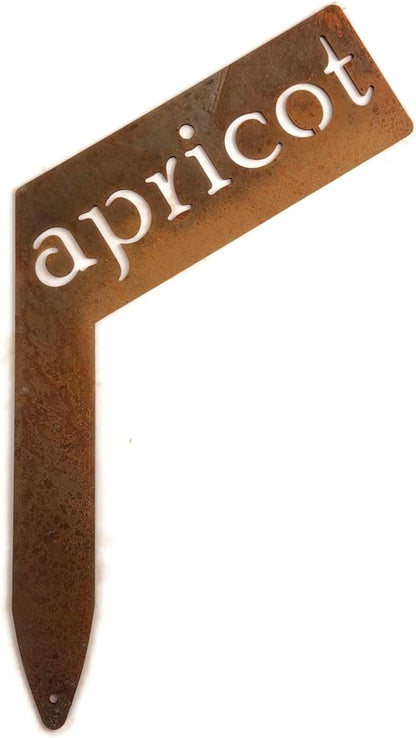Planter Size Small Metal Garden Plant Vegetable Flower or Herb Markers 13.5 Inches Tall (apricot, Naturally Rusted)