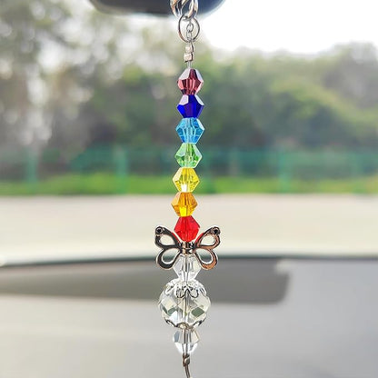 Crystal Sun Catcher Rear View Mirror Accessories, Colorful Crystals Suncatcher Car Mirror Hanging Accessories Car Decor, Hanging Ornament for Window Home Garden etc.