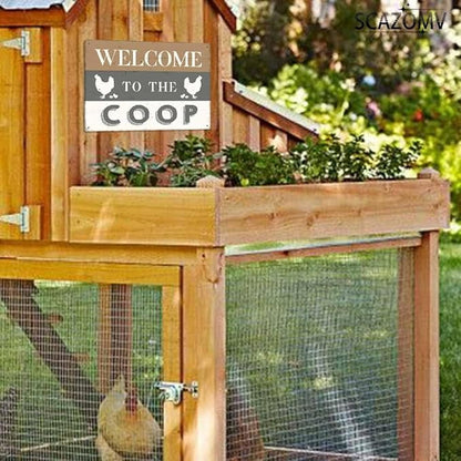 Welcome To The Coop Tin Sign Chicken Coop Farmhouse Funny Metal Signs Wall Art Accessories Country Decor for Home Farm Kitchen Yard Garden Outdoor (12" x 8")