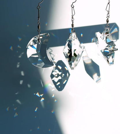 Crystal Prism Suncatcher for Window Home Decoration, 3pcs Hanging Ornament Pendant, 45mm Rainbow Maker Clear