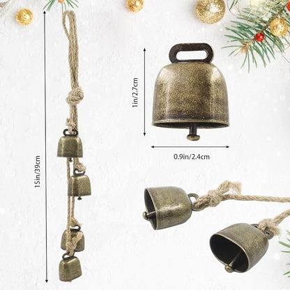 Rustic Cowbell Wind Chime for Home and Garden Decor - Handcrafted Metal Bell Door Hanger with Vintage Farmhouse Style, Outdoor Porch and Wall Decoration