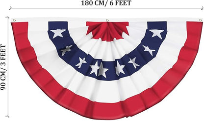 American Flag Bunting Patriotic Pleated Fan Flag USA Flags with Brass Grommets and Zip Ties for 4th of July Memorial Day Decoration Outdoor (2, 3x6 Feet)