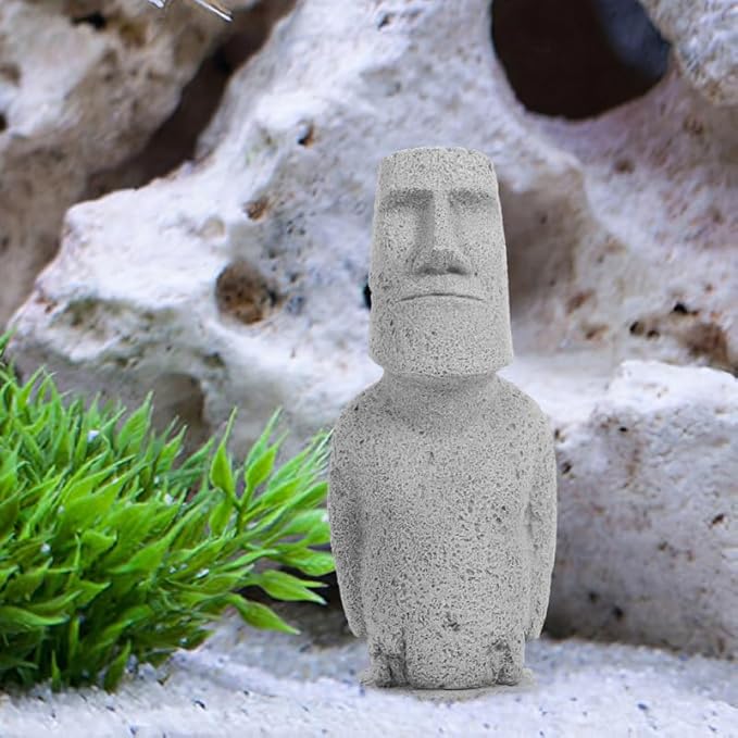 IMIKEYA Easter Island Head Statue Sandstone Akivi Moai Monolith Decorative Garden Sculpture Mini Moai Figurine for Home Garden Patio Lawn