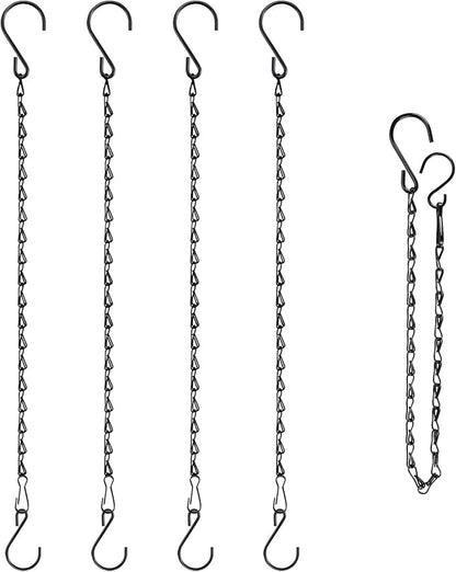 RIFNY 24 Inch Chain for Hanging Plants, Black Small Plant Chains for Hanging Baskets Kits with Hooks for Bird Feeders Planters Billboards Lanterns Wind Chimes Ornaments Outdoor Indoor Use (5 PCS)