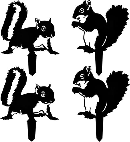 Tipmant Metal Iron Art Decoration Animal Silhouette Decorative Stakes Statues Ornament Crafts for Outdoor Gardens, Yard, Courtyards, Parks, Lawns, Potted Plants, Patio (4 Squirrels)